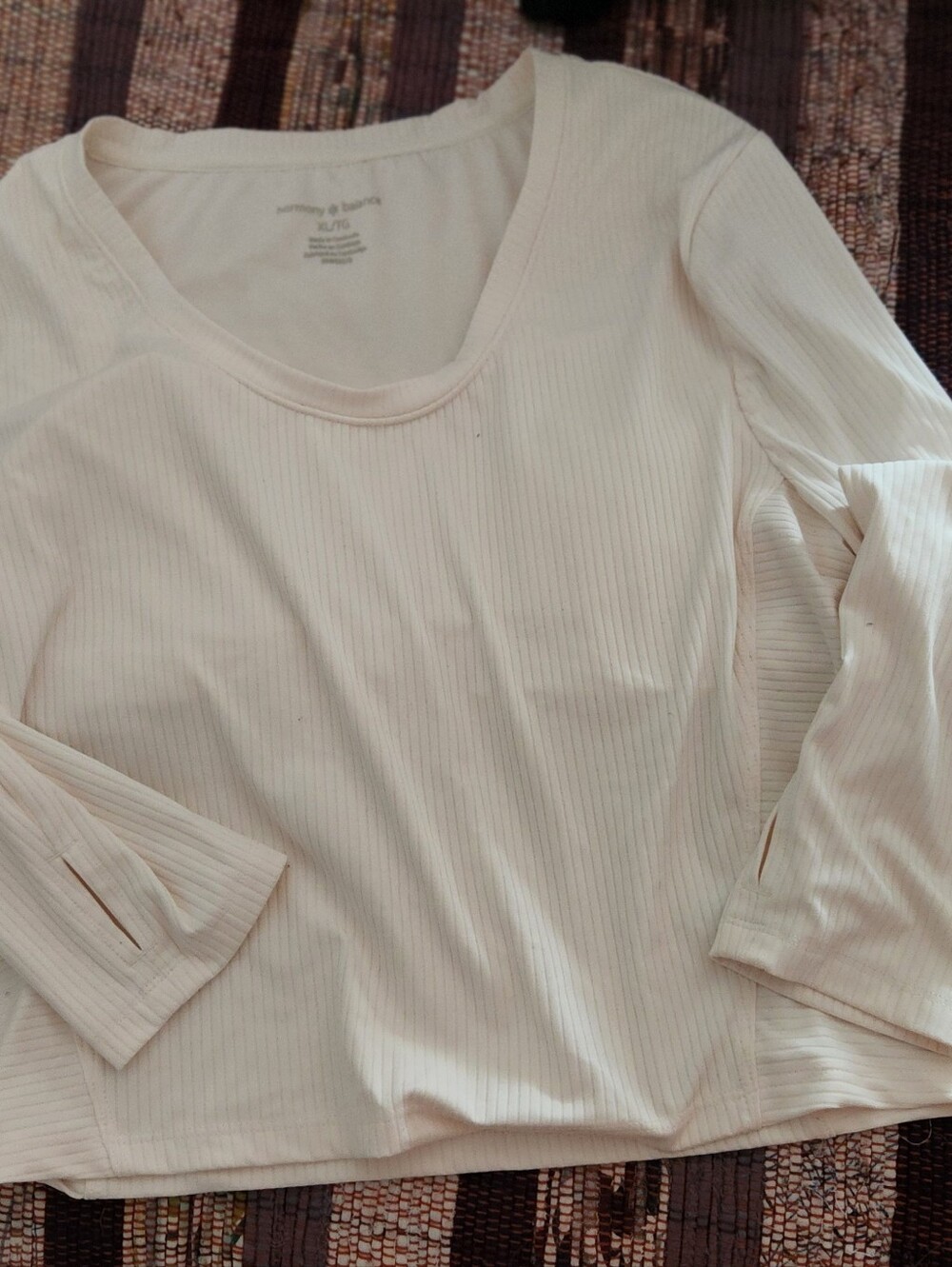 Soft Ribbed Long Sleeve Top - Cream